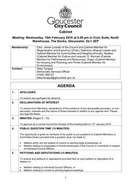 (Public Pack)Agenda Document for Cabinet, 10/02/2016 18:00