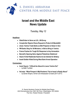 Israel and the Middle East News Update