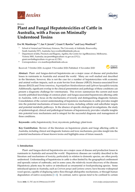 Plant and Fungal Hepatotoxicities of Cattle in Australia, with a Focus on Minimally Understood Toxins