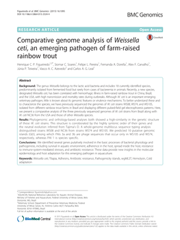 Comparative Genome Analysis of Weissella Ceti, an Emerging Pathogen of Farm-Raised Rainbow Trout Henrique C