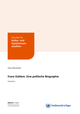 Franz Dahlem. Eine Politische Biographie