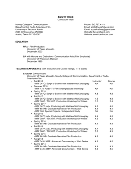 SCOTT RICE Curriculum Vitae