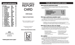 Report Card” Dated August 2008