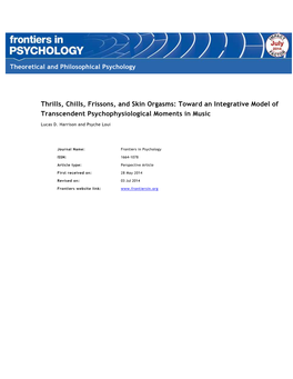 Thrills, Chills, Frissons, and Skin Orgasms: Toward an Integrative Model Of