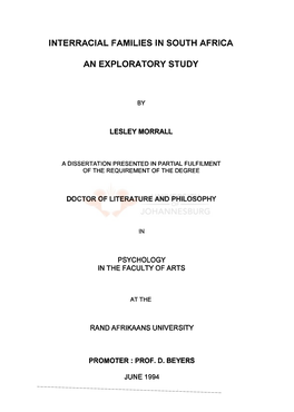 Interracial Families in South Africa an Exploratory Study