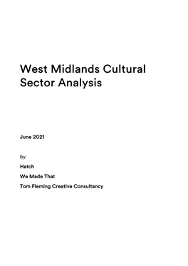 West Midlands Cultural Sector Analysis