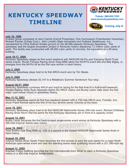 Kentucky Speedway Timeline.Qxd