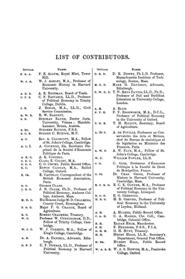 List of Contributors