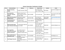 Partner Universities / Institutions in Punjab S