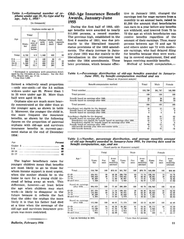 Old-Age Insurance Benefit Awards, January–June 1955