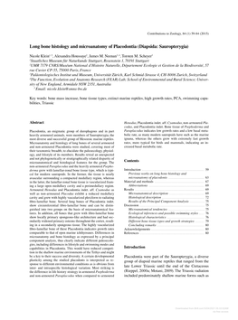 Long Bone Histology and Microanatomy of Placodontia (Diapsida: Sauropterygia)