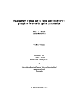 Development of Glass Optical Fibers Based on Fluoride- Phosphate for Deep-UV Optical Transmission