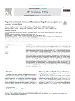 Plagiorchis Sp. in Small Mammals of Senegal and the Potential Emergence of a Zoonotic Trematodiasis T