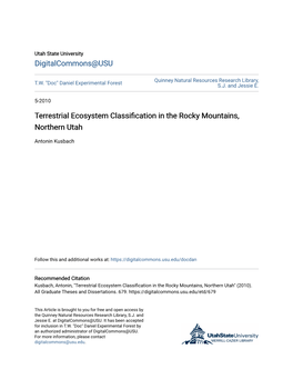 Terrestrial Ecosystem Classification in the Rocky Mountains, Northern Utah