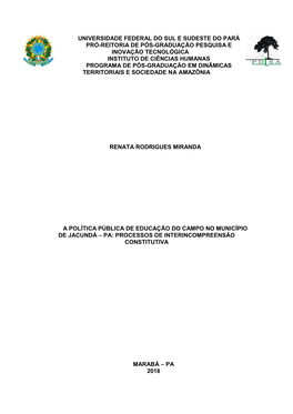 A Política Pública De Educação Do Campo No Município De Jacundá – Pa: Processos De Interincompreensão Constitutiva