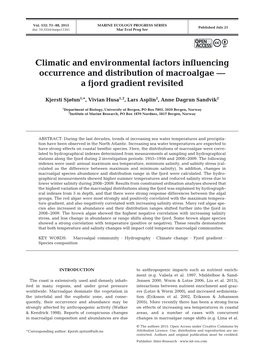 Climatic and Environmental Factors Influencing Occurrence and Distribution of Macroalgae — a Fjord Gradient Revisited