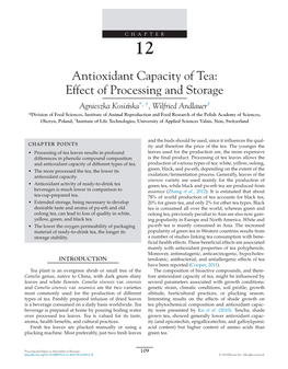 CHAPTER 12 Antioxidant Capacity of Tea: Effect of Processing and Storage