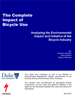 Bike Ownership and Behavior, (Iii) Shopping Behavior, and (Iv) Willingness-To-Pay for “Sustainable” Bikes