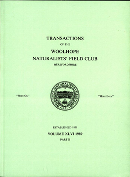 Transactions Woolhope Naturalists' Field Club