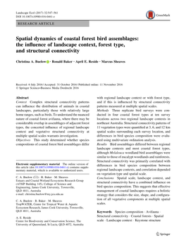 Spatial Dynamics of Coastal Forest Bird Assemblages: the Inﬂuence of Landscape Context, Forest Type, and Structural Connectivity