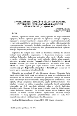 Isparta Müzesi Örneği Ve Süleyman Demirel