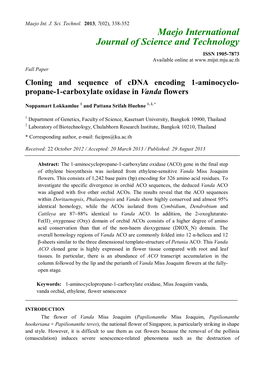 Propane-1-Carboxylate Oxidase in Vanda Flowers