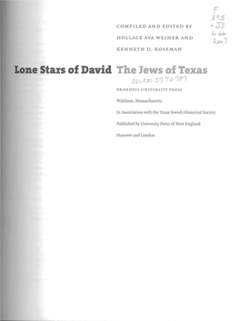 Lone Stars of David He Jews of Texas D;I\ 8(}O .57 7D'i 7