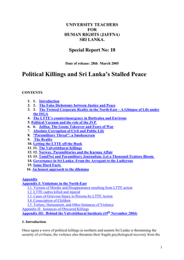 University Teachers for Human Rights (Jaffna) Sri Lanka