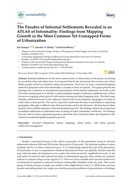 The Paradox of Informal Settlements Revealed in an ATLAS of Informality: Findings from Mapping Growth in the Most Common Yet Unmapped Forms of Urbanization