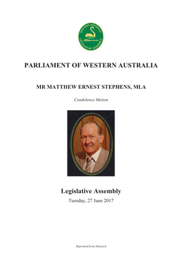 PARLIAMENT of WESTERN AUSTRALIA Legislative Assembly