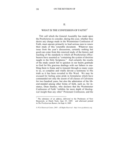 18 Ii. What Is the Confession of Faith?*