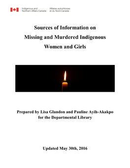 Sources of Information on Missing and Murdered Indigenous Women and Girls