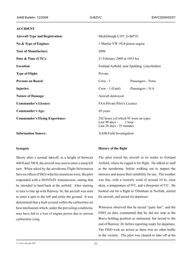 ACCIDENT Aircraft Type and Registration: Mickleburgh L107, G-BZVC No & Type of Engines