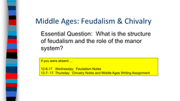 Middle Ages: Feudalism & Chivalry