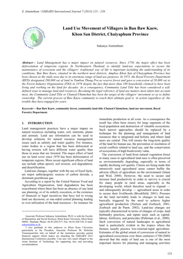 Land Use Movement of Villagers in Ban Baw Kaew, Khon San District, Chaiyaphum Province