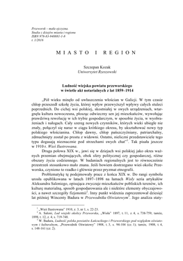 Ludność Wiejska Powiatu Przeworskiego W Świetle Akt Notarialnych Z Lat 1859–1914