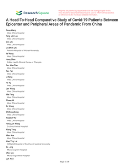 A Head-To-Head Comparative Study of Covid-19 Patients Between Epicenter and Peripheral Areas of Pandemic from China