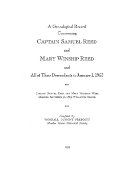 Captain Samuel Reed Mary Winship Reed