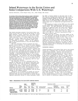 Inland Waterways in the Soviet Union and Some Comparisons with U.S. Waterways Anatoly Hochstein, Louis Berger Group, Inc., East Orange, New Jersey