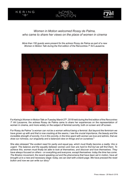 Women in Motion Welcomed Rossy De Palma, Who Came to Share Her Views on the Place of Women in Cinema