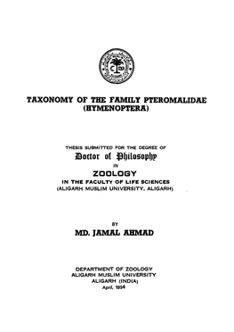 Taxonomy of the Family Pteromalidae (Hymenoptera)