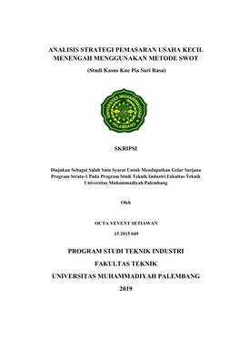 Analisis Strategi Pemasaran Usaha Kecil Menengah Menggunakan Metode Swot