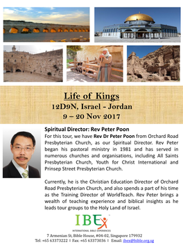 Rev Peter Poon for This Tour, We Have Rev Dr Peter Poon from Orchard Road Presbyterian Church, As Our Spiritual Director