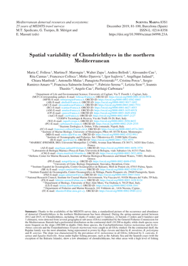 Spatial Variability of Chondrichthyes in the Northern Mediterranean