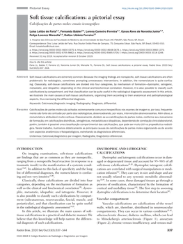 Soft Tissue Calcifications: a Pictorial Essay Calcificações De Partes Moles: Ensaio Iconográfico