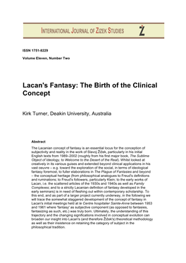 Lacan's Fantasy: the Birth of the Clinical Concept