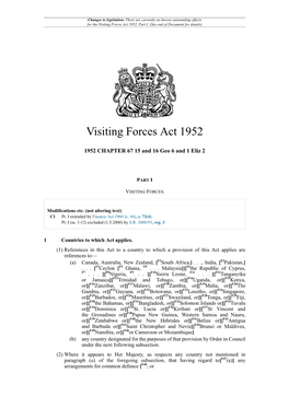 Visiting Forces Act 1952, Part I