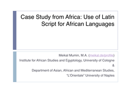 Use of Latin Script for African Languages