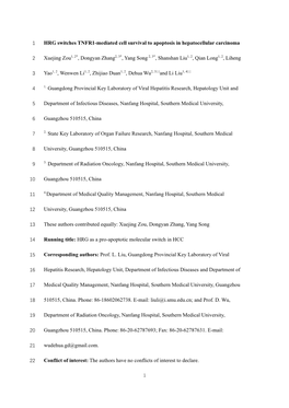 HRG Switches TNFR1-Mediated Cell Survival to Apoptosis in Hepatocellular Carcinoma