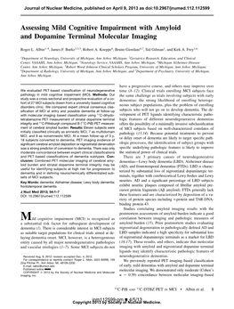 Assessing Mild Cognitive Impairment with Amyloid and Dopamine Terminal Molecular Imaging